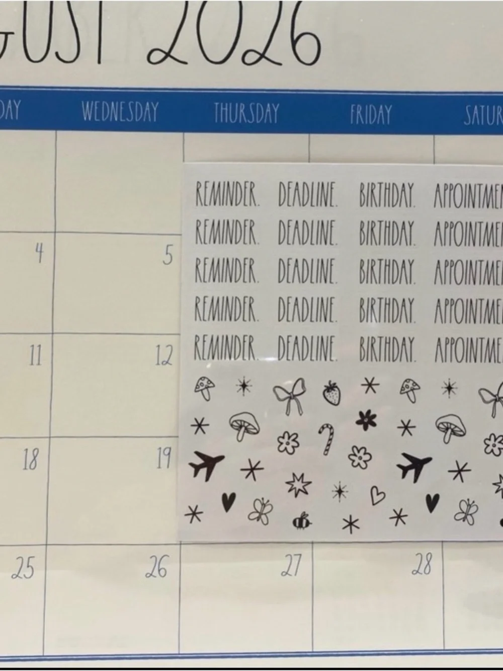 Wall Calendar Planner - Cream and Blue Monthly Desk Calendar